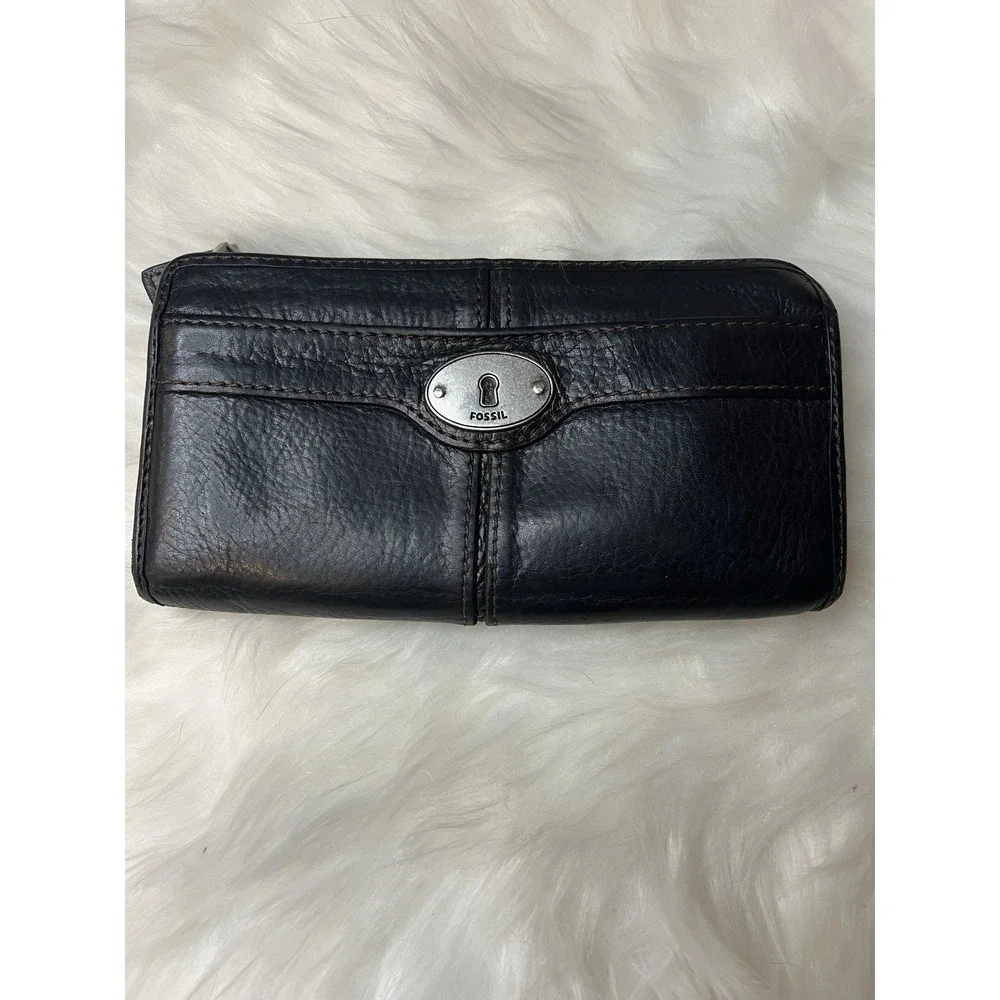 Fossil Maddox Keyhole Wallet‎ Black 3/4  Zip Around